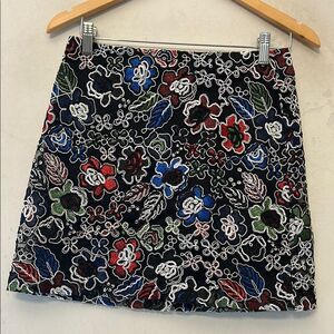 Zara Floral Embroidered Multicolored mini skirt Size S NWOT